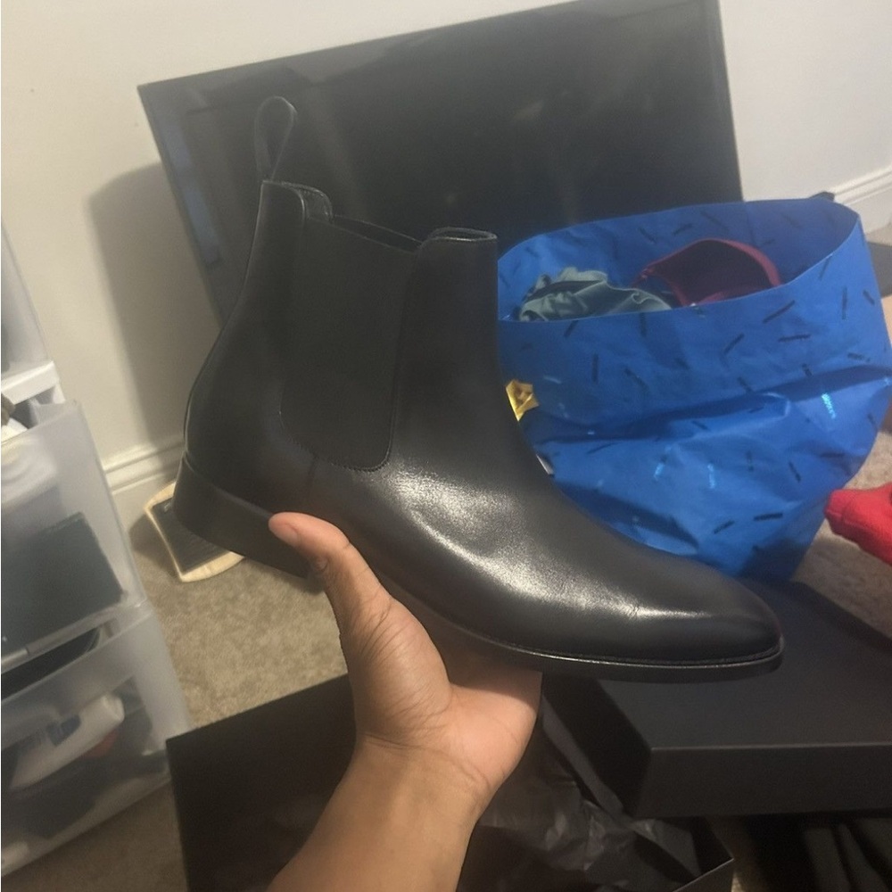 Black Leather Chelsea Boots